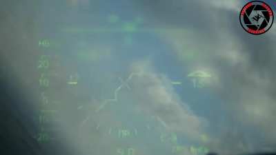 POV of a Russian Ka-52 helicopter firing unguided rockets before turning around, date and location not mentioned