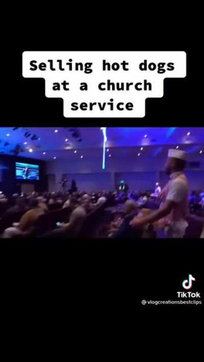 Selling hot dogs at a church service