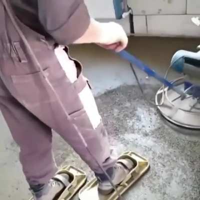 Special slippers to wear while finishing concrete