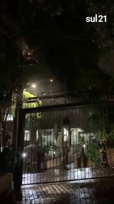 Porto Alegre, Brazil : Firefighter Using Water To Extinguish A Fire On Electric Pole Ends Up With An Explosion exact date is unknown but this incident is almost 8 days old (sorry before i upload the wrong video)