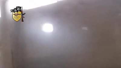 Jaysh al-Islam targets a Syrian Army strongpoint with an improvised cannon - 2013