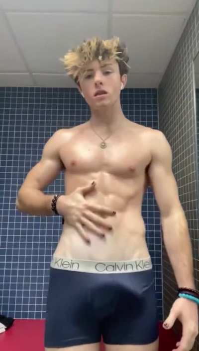 Shows off his sweat