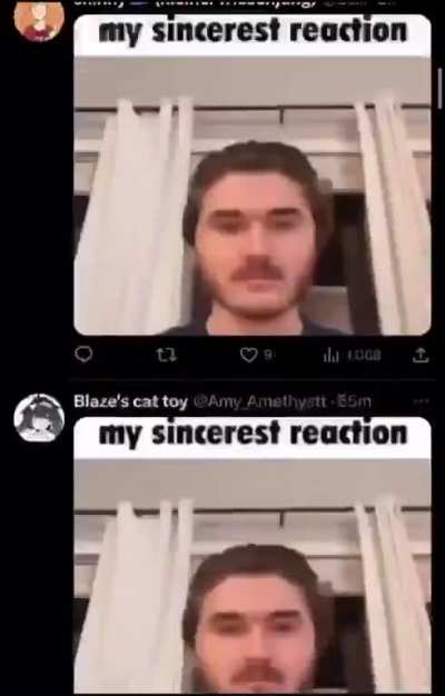 My sincerest reaction