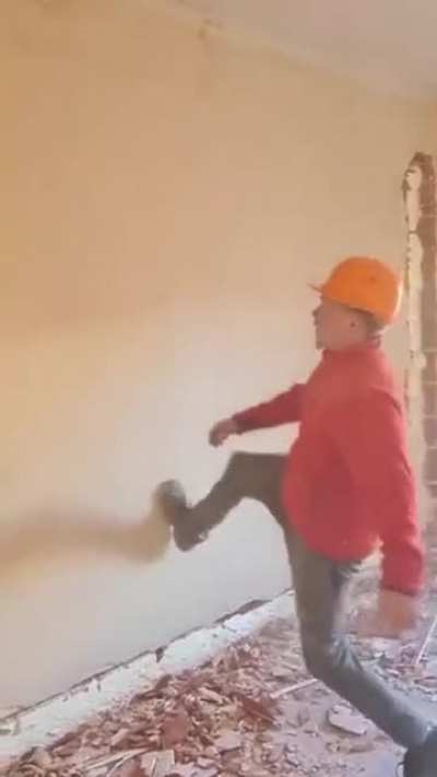 Kick a hanging wall