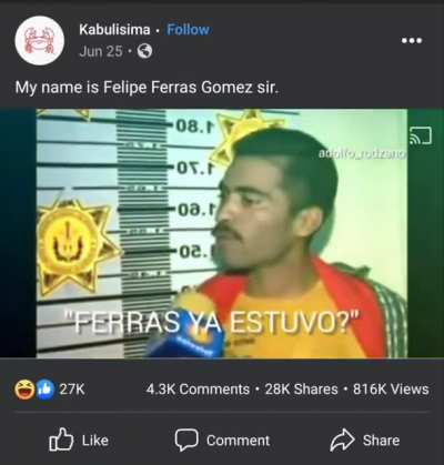 My name is felipe ferras gomez sir