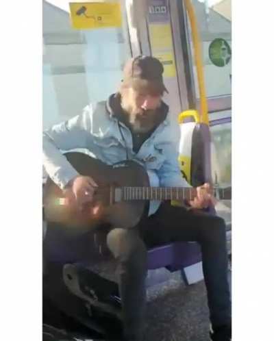 Irish busker singing you've got a friend in me to an autistic child on the Luas (Tram) &hearts;