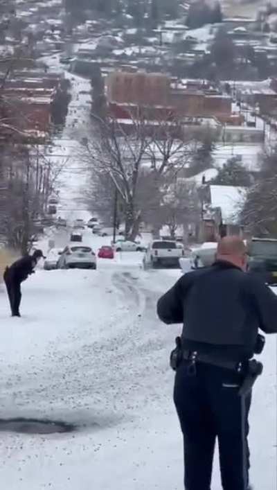 WCGW not using emergency brake on icy hill