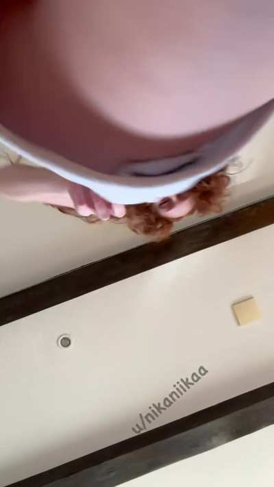 POV: petite redhead uses your face as a chair