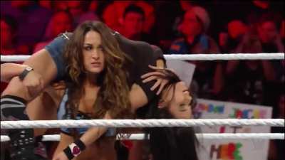 Nikki hitting the Rack Attack on AJ (WWE 2014-2015)