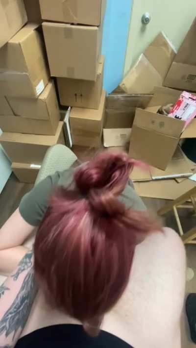 He couldn’t wait for me any longer so he made me suck it in the backroom of his work