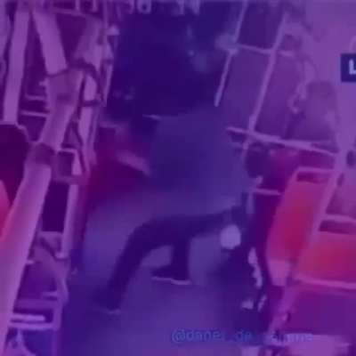 Kid kicks stranger on public transportation, dude flips out