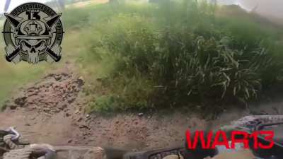 Slomo/AI enhanced footage of RU SOF ATV laden with ATGMs striking a Ukrainian TM-62 mine