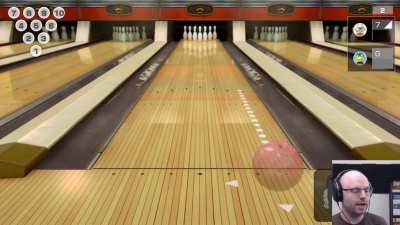Playing a bowling game at your desk