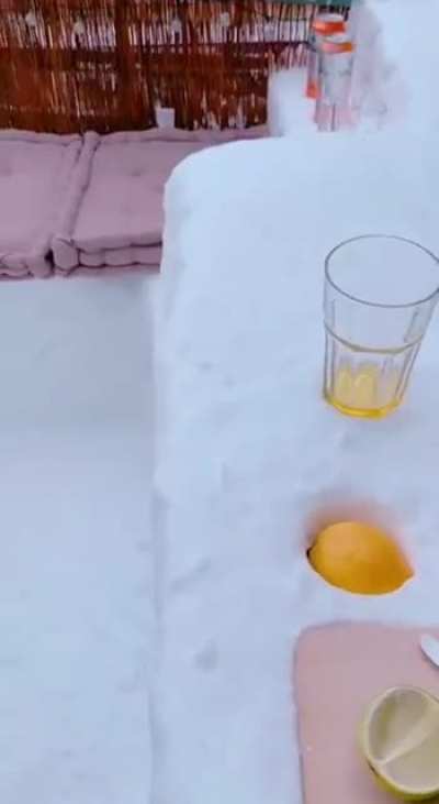This self made ice bar made of snow in Germany