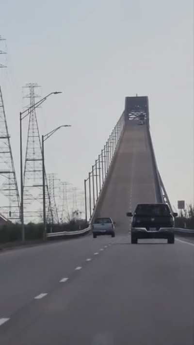 Driving up the Rainbow Bridge in Bridge City, TX!