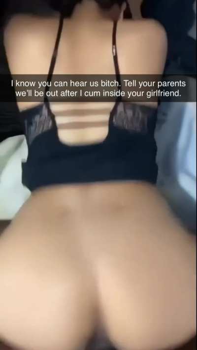 poor idiot, you should have fucked your girlfriend when you could, because of you now the poor girlfriend is in heat, don't worry, I'm going to help her with that... 😈