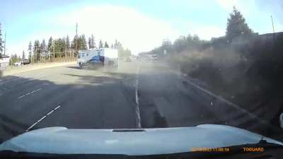 At least no smaller vehicles were hit