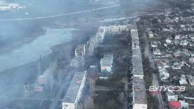 Drone flight over Bakhmut, December 2022