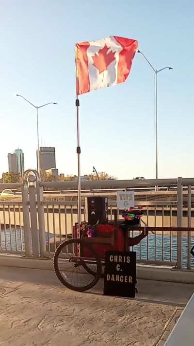 Final Build of my Busking cart.... Last piece is the flag. I can extend it way up, makes being seen in street fest crowds or car traffic 100.