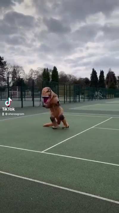 Check out this Tyrannosaurus Tennis champ on YouTube 🤣  