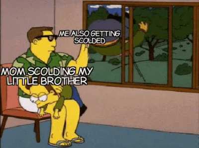 Never laugh while your sibling is getting scolded