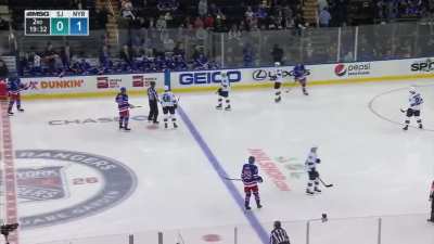 Alexander Georgiev with a glove save off the face-off