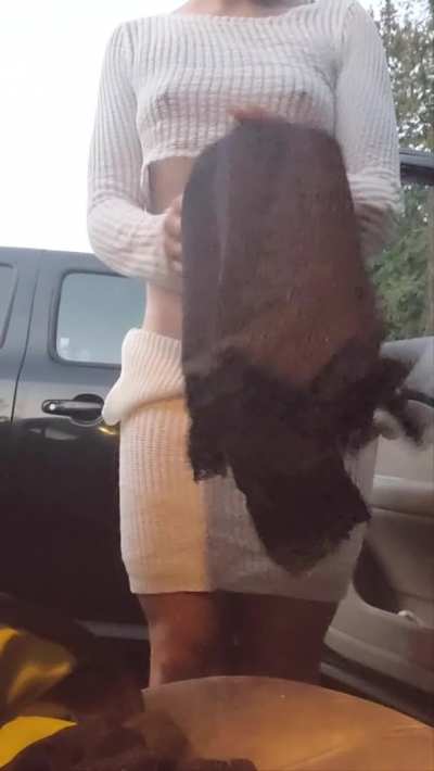 Quick changes are easy when you don't wear panties or a bra [GIF]