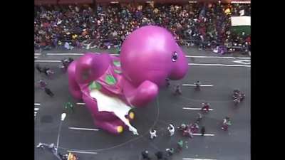 WCGW bringing a huge Barney for a ride