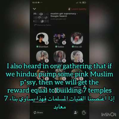 Hindu boys and girls fantasising about raping muslim women on a clubhouse chat