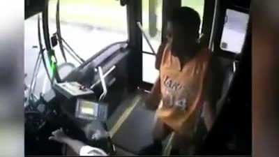 Passenger Knocks Out the Bus Driver because he missed his stop, causing the bus to crash into a pole...
