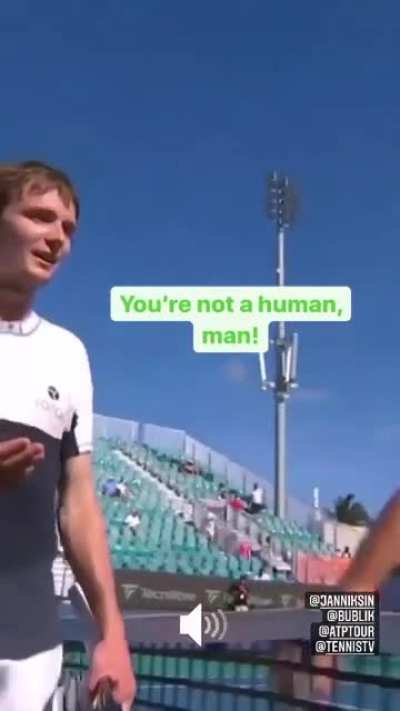 "You're 15 years old and play like this?! Good job! " Bublik congratulates Sinner at the end of the game.