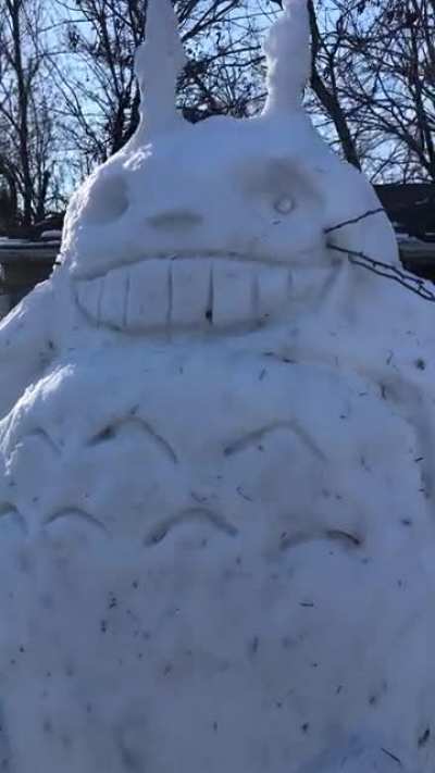 (OC) I’ve been told my snow Totoro or “Snowtoro” might belong here.It took all weekend to build and all the snow in the yard as well just to completely freak out my neighbors who have apparently never heard of Totoro...