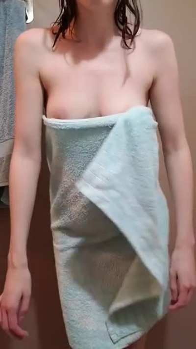 Oops, my towel fell off..