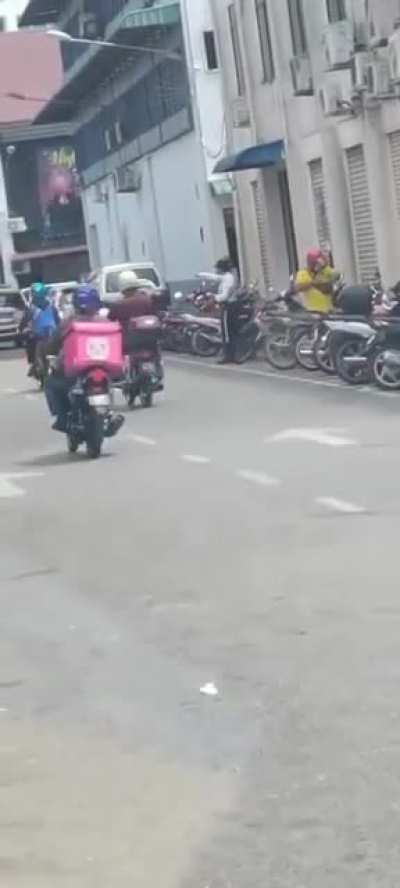 Police sparta kicked an attempted to run motorcyclist