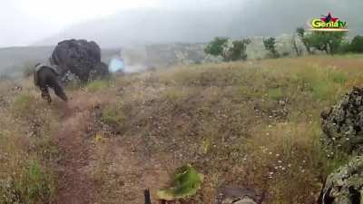 PKK ambush Turkish soldiers on mountain/hill top, Iraq, 2018 (ENHANCED and edited so its just gopro footage)