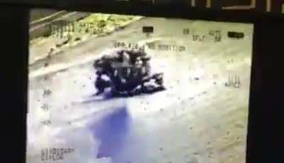 Iraqi Air Force attack helicopter kills two isis fighters in Anbar desert, date is unknown.