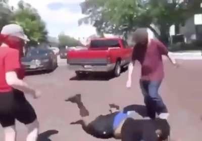 Truck drives into a protester