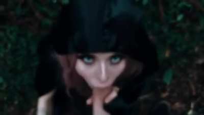Cosplay witch giving blowjob in the woods