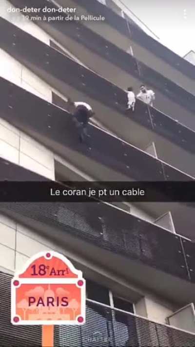 Guy sees baby dangling from high rise building &amp;amp; switches on his super powers, scaling the building balcony by balcony with total disregard for his own safety. He was an illegal immigrant living in France but after this he was given instant citizenshi