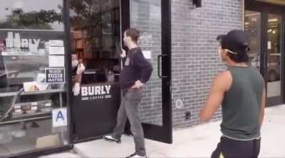 "I DON'T NED A MASK! ALL LIVES MATTER! GIVE ME MY COFFEE!"