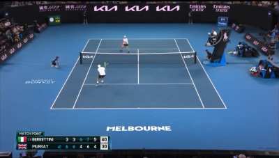 Berrettini hit a backhand directly into the net at Match Point against Murray