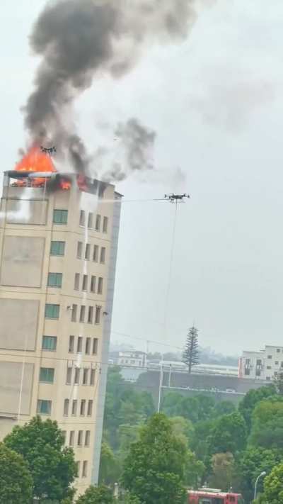 Drone firefighters tested out for high rise buildings in China