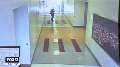 CCTV of Nikolas Cruz on the second floor of Marjory Stoneman Douglas High School