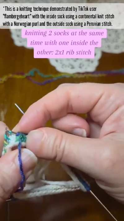 As a non-knitter this blew my mind to see. Person said they invented the technique but others in the comments had seen it before; anyone have more info?