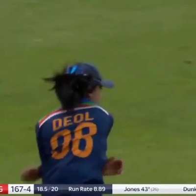 crazy good catch by cricketer.