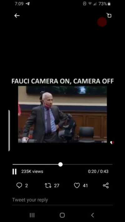 Fauci once the "cameras" were turned off