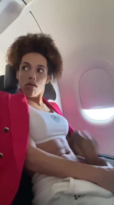 Shemale Pulls Out Big Dick On Plane &amp;amp; Cums Hard