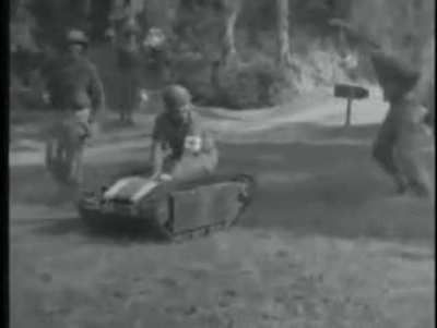 German soldiers playing with the "goliath" RC bomb...