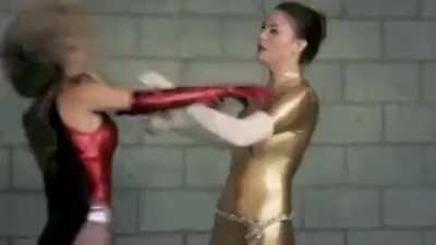 DONA vs Infinity: Infinity gets effortlessly humiliated by DONA (Breast electrocution, electrocution, one-sided beatdown, bearhug, belly punch, moaning)