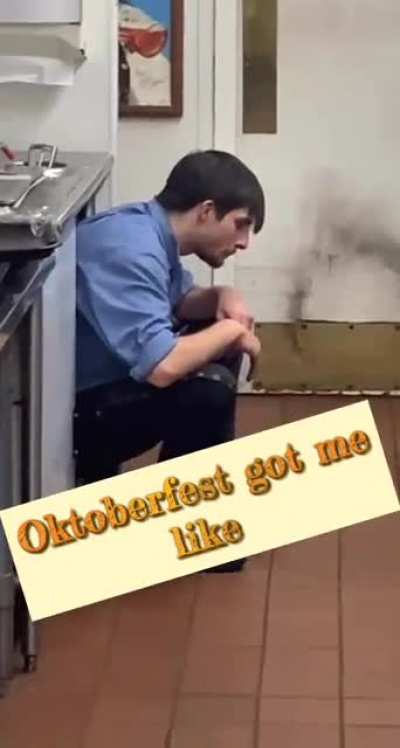 [OC] A server having an existential crises during Oktoberfest at a German Restaurant. Tendie and solace at hand.